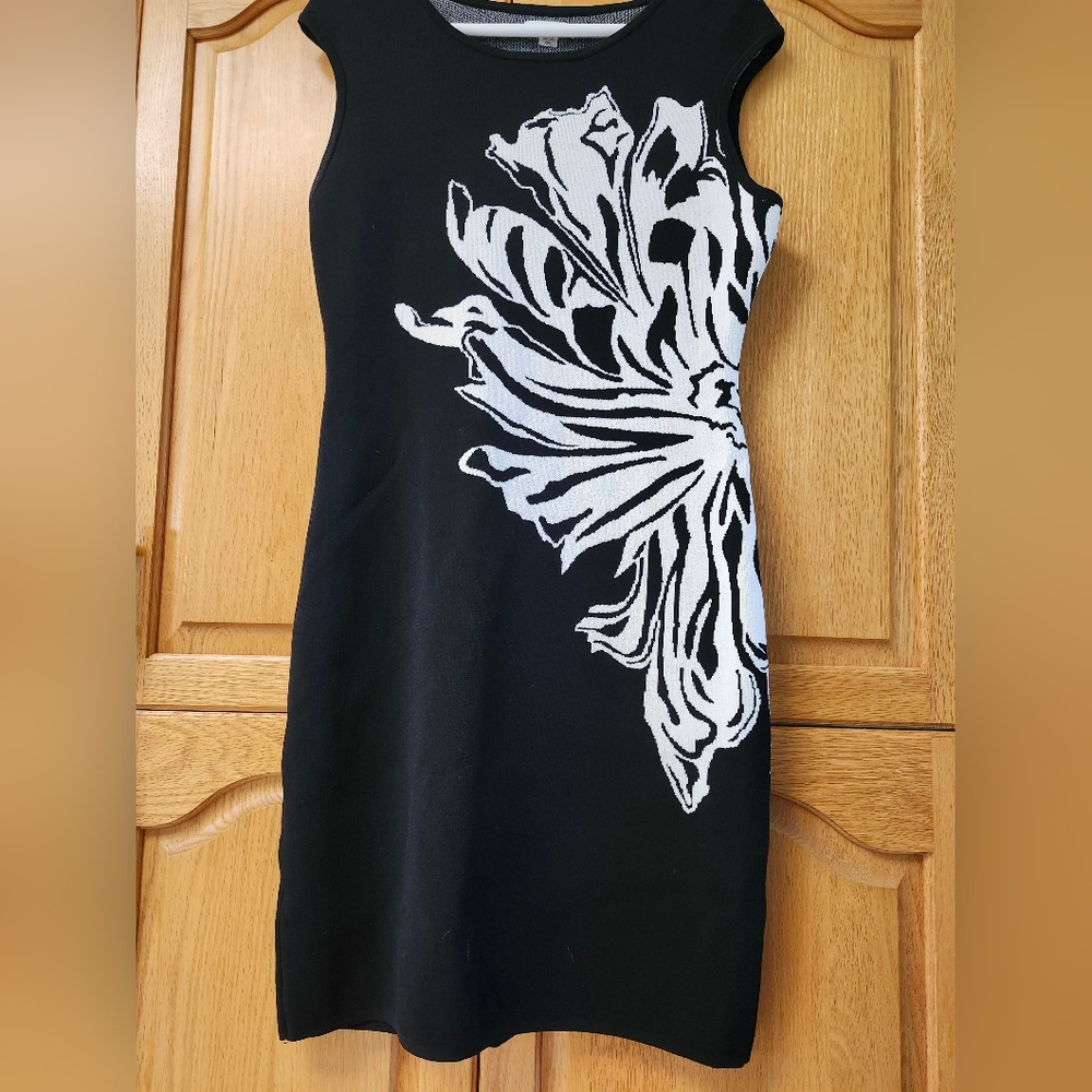 Womens Calvin Klein Black / White Floral Tank Dress Size L